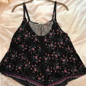Black flowy tank with floral print